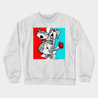 Dogs singing and boy playing the bugle Crewneck Sweatshirt